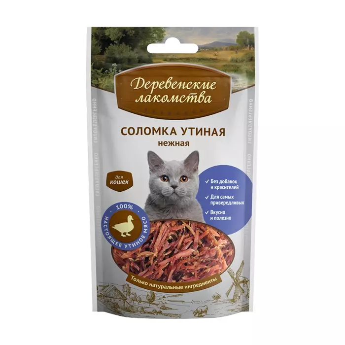 Деревенские лакомства утиная соломка для кошек